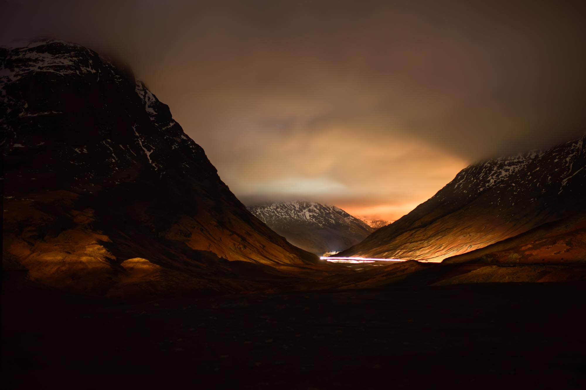 Night landscape view of Glen Coe